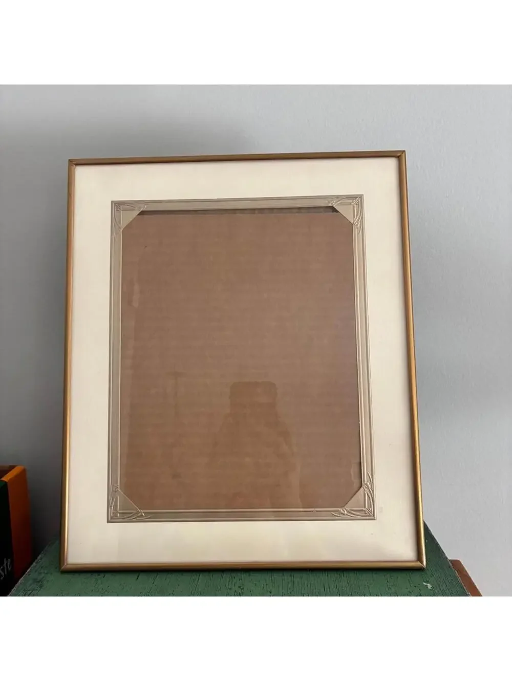 Vintage Art Deco Gold Metal Picture Frame 13x11 Tabletop Wall Hanging
